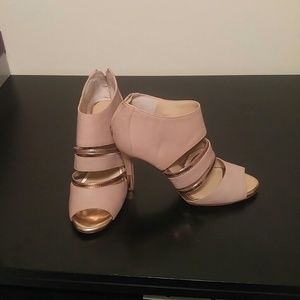 Strappy blush pink heels